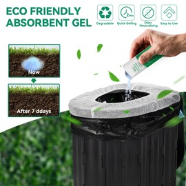 Upgrade Portable Toilet bags Poo Gel Set, 8 Gallon Drawstring Camping Toilet Bags with Portable Toilet Absorbent Gel and Disposable Toilet Seat,Compostable Thicken Potty Bags for Camping Outdoor