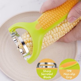 Corn Peeler, Professional Household Corn Peeler, Corn Stripper Tool with Non-Slip Handle, Stainless Steel Kitchen, Durable Kitchen Gadgets (Yellow, One Size)