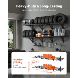 2-Tier Heavy Duty Steel Wall Mounted Garage Shelving 4 Pack 2 X 3 ft Unit 24 X 72 Inch Floating Storage 2 X 3 ft Per ShelfDefault: Default