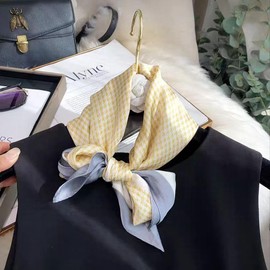 GIMIRO Women's 70 x 70 cm Scarf Simulated Silk Flowers Scarf Tie Houndstooth Bandana, A02 Houndstooth Ginger