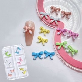 12-Piece Nail Art Ribbon Charms Set - Cute Pastel Colors 458 Pastel Ribbon Charms Set