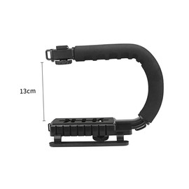 jojofuny U Shape Camera Stabilizer Grip Three Hot Shoe Mounts for DSLR and Camcorders Handle for Comfort and Skid Pads for Stability Video Recording