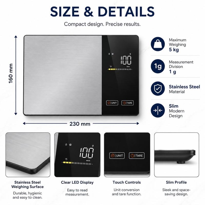 Smart Nutrition Food Scale for Meal Prep – 11LB Stainless