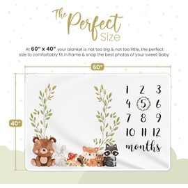 Baby Monthly Milestone Blanket,30"x40"Soft Jungle Animals Photo Blanket for Baby Boy and Girl,Cute Pefect Gift for Newborns