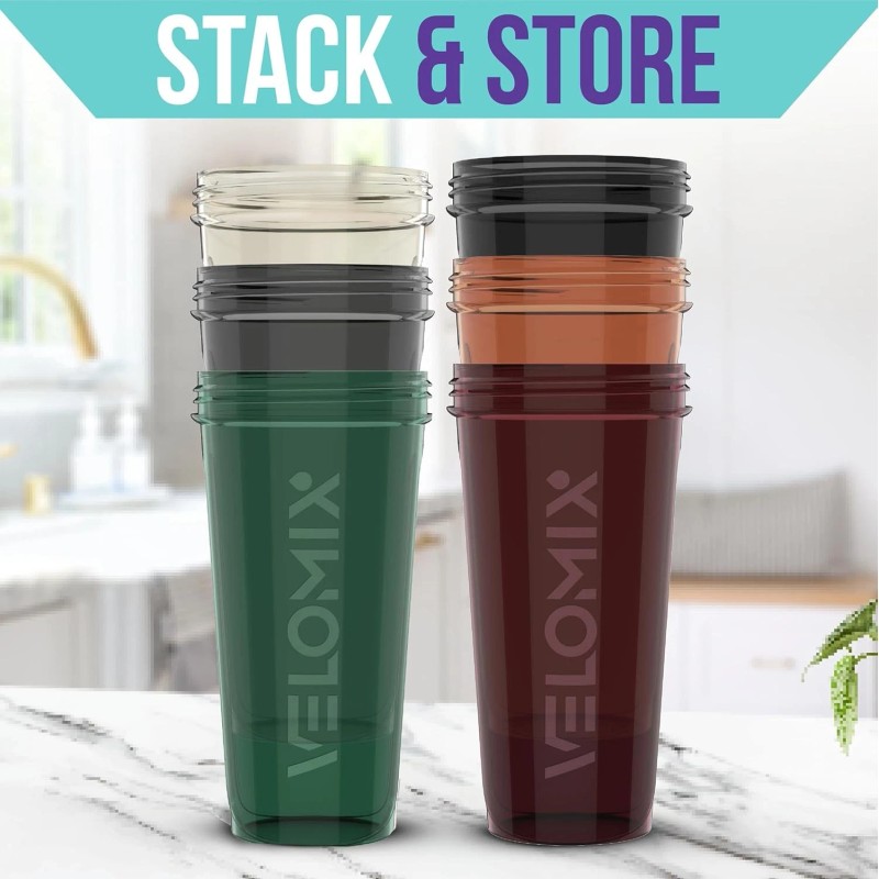 -6 PACK- Shaker Cups for Protein Shakes 28 oz 6