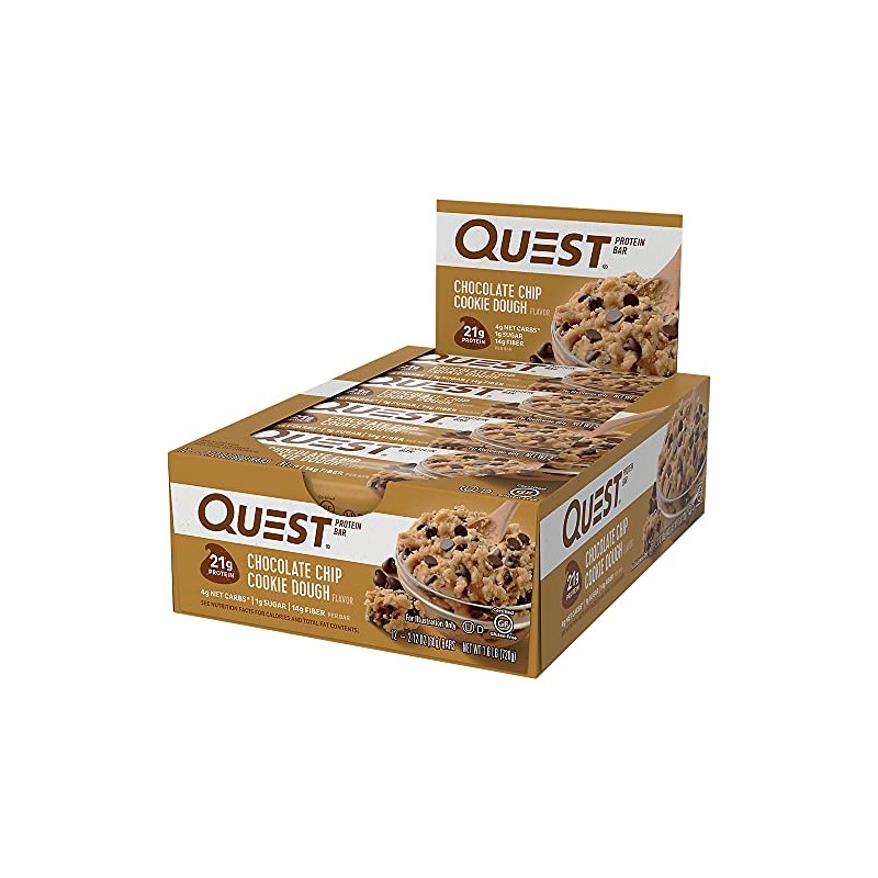 Quest Nutrition Chocolate Chip Cookie Dough Protein Bars, High Protein,