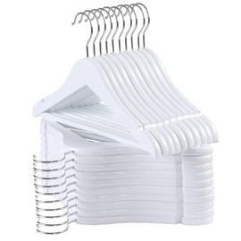 Edergoo Kids Wooden Hangers 20 Pack, White Wooden Baby Hangers with Smooth Finish, Solid Wood Children Hanger for Clothes with Precisely-Cut Notches, Swivel Hook Baby Clothes Hanger for Closet
