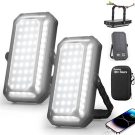 LED Camping Lantern Rechargeable, 10000mAh Portable Camping Lights up to 120+ Hours, 12 Light Modes, Dimmable, LCD Digital Display, Waterproof, Camping Essentials for Power Outages, 2 Packs