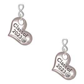 Delight Jewelry Silvertone Class of 2023 Heart Silvertone Infinity Post Earrings