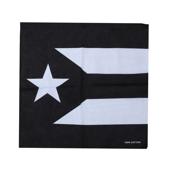 Motique Accessories Large Cotton Bandanas - Puerto Rican Flag- Black