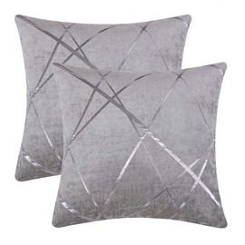 GIGIZAZA Cushion Covers 18 x 18 Inch Silver Grey Square Chenille Decorative 45 x 45 cm Pillowcases for Sofa Bedroom Living room Set of 2