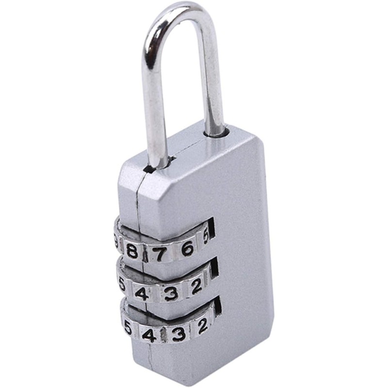 Silver Portable Luggage Locks 3 Digit Combination Padlocks Number Code