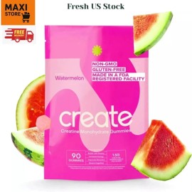 Unbranded Create Creatine Monohydrate Gummies, Beast Bites 1.5g per Gummy Watermelon,90c