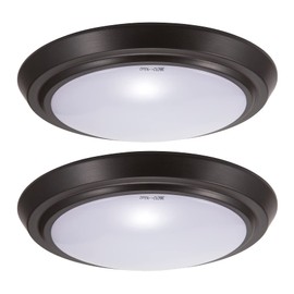 GRUENLICH LED Flush Mount Ceiling Light, 11 Inch Dimmable, 22W, 1300 Lumen, 3000K/4000K/5000K Switch, Aluminum Housing, ETL and Damp Location Rated, 2-Pack, Bronze Finish