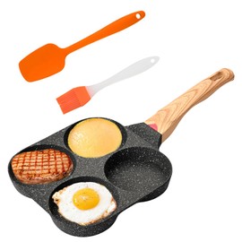 WEGREAT 4 Hole Fried Egg Pan Induction Pancake Pan: Pancake Pan Non-Stick Fried Egg Pan Diameter 21 cm Aluminium Fried Egg Pan for Fried Egg Burger Omelette for Induction and Gas Stoves