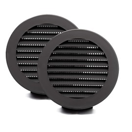 Vent Systems 4'' Inch Gray Pack of 2 Soffit Vent Covers - Round Air Vent Louver - Grill Cover - Built-in Insect Screen - HVAC Vents for Bathroom, Home Office, Kitchen