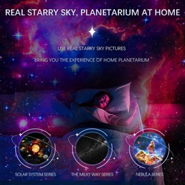 Star Projector, Galaxy Projector, Projector for Bedroom, Night Light Projector for Kids, Realistic Starry Sky Night Light with 13 Film Discs, Solar System Moon for Kids Bedroom Ceiling(Black)