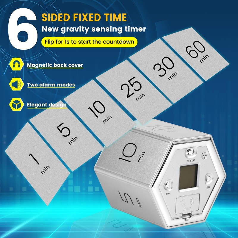 Hnvdkln Pomodoro Timer 1/5/10/25/30/60min and Custom Countdown Flip Focus Timer