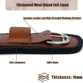 Jeereal Wool Blend Felt Lined Western Horse Cinch Genuine Leather and High-Strength Webbing Stitched (Coffee/Black, 30")