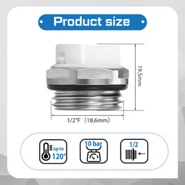 BBTO BBTO-CCVHJ890YY Radiator Bleed Valve 1/2 Inch Brass Radiator Manual Heating Valve Exhaust Nozzle Vent Plug Valve up to Bar 120 Degrees Celsius Operating Temperature Pack of 10