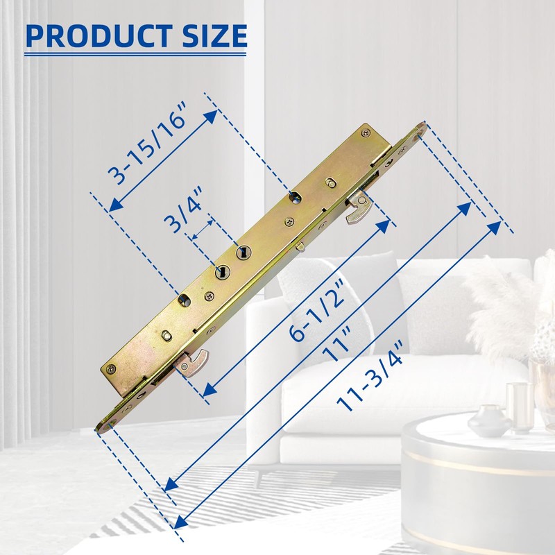 Hoconnie 11-3/4" Multi-Point Mortise Lock with Face Plate for Sliding