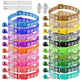 Deetenks Cat Collars 19 Pack Footprint Cat ID Collars Adjustable Cats Collars Safe Collars Pet Collars