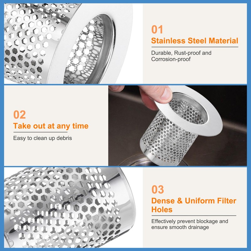 uxcell 2 Pack Shower Drain Strainer, 2" x 2.6" 304