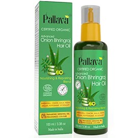  Pallav Onion Bhringraj Hair Oil For Hair Fall Control, Certified Organic By Ecocert France For Unisex, 100ml, 3.38 Fl Oz