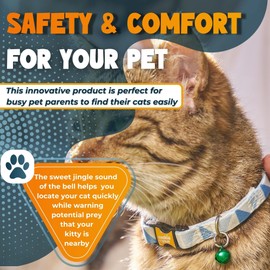 Cookie Paws Cat Collar Breakaway with Bell - Cute Cat Collars for Boy Cats and for Girl Cats, Kitten Collar Adjustable, Quick-Release Safety Buckles | Triangle | Blue