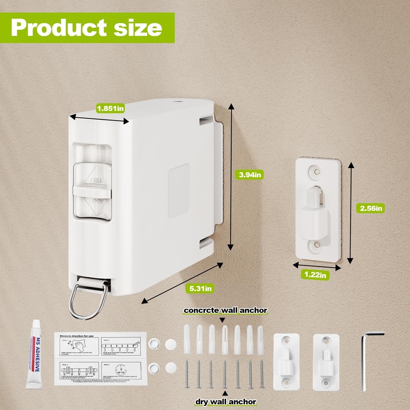 Magic Phoenix 13.9 ft TPU Retractable Clothesline for Indoor & Outdoor