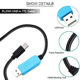 DKARDU 2 pcs PL2303 USB to TTL Cable USB to Type-c Serial Converter Download Flash Cable RS232 Serial Port Adapter 5V Debug Cable for All TTL Interface Devices