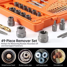 XEWEA 49PCS Screw & Bolt Extractor Set, Left Hand Drill Bit Set
