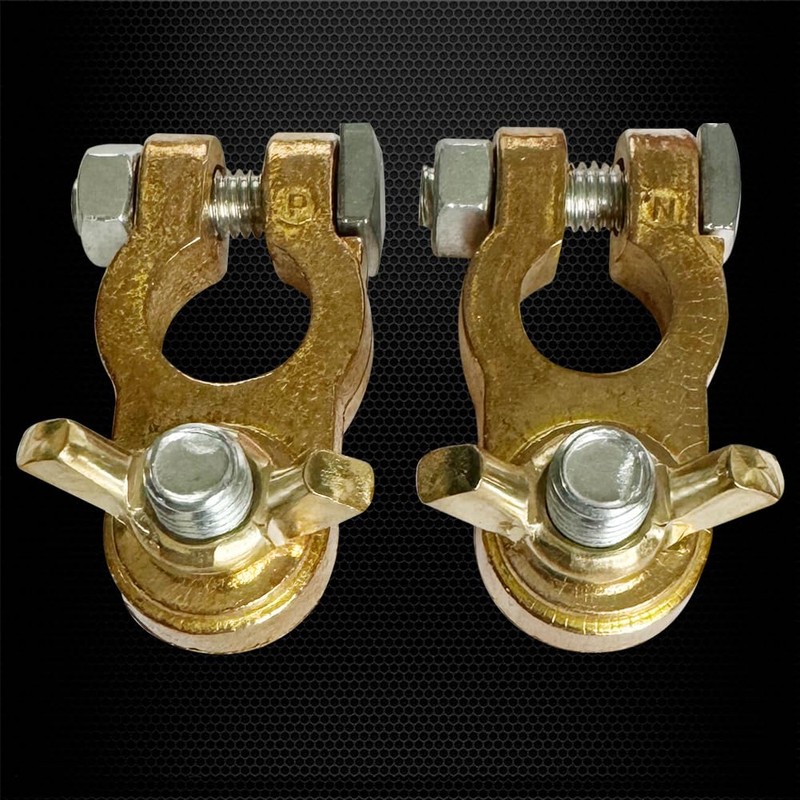 Ampper Brass Battery Terminal Connectors, Top Post Battery Terminals Clamp