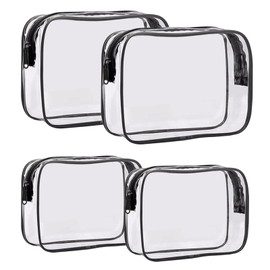 Transparent Cosmetic Bag, 4 Pieces Transparent Cosmetic Bag, Toiletry Bag, Transparent Toiletry Bag, Cosmetic Bag Transparent with Zip, black, Cosmetic bag transparent