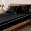 VACVELT 3-Piece Satin Fitted Sheet Set Full Size, Black Bottom