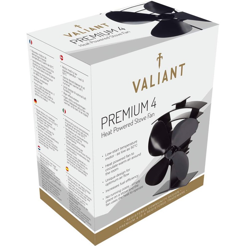 Valiant (FIR361) Premium IV 4-Blade Heat Powered Log Burner &