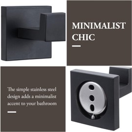 MyGift Modern Matte Black Wall Mounted Bath Robe Towel Hook, Premium Hotel Series Stainless Steel Bathroom Towel Holder Hook for Bath Robes, Hand Towels and Clothes