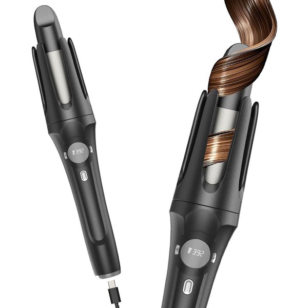 Auto Rotate Cordless Curling Iron | 30s Fast Heat &