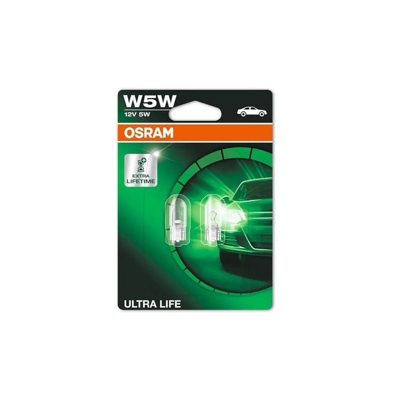 OSRAM ULTRA LIFE, W5W, Double Blister (2 lamps), white