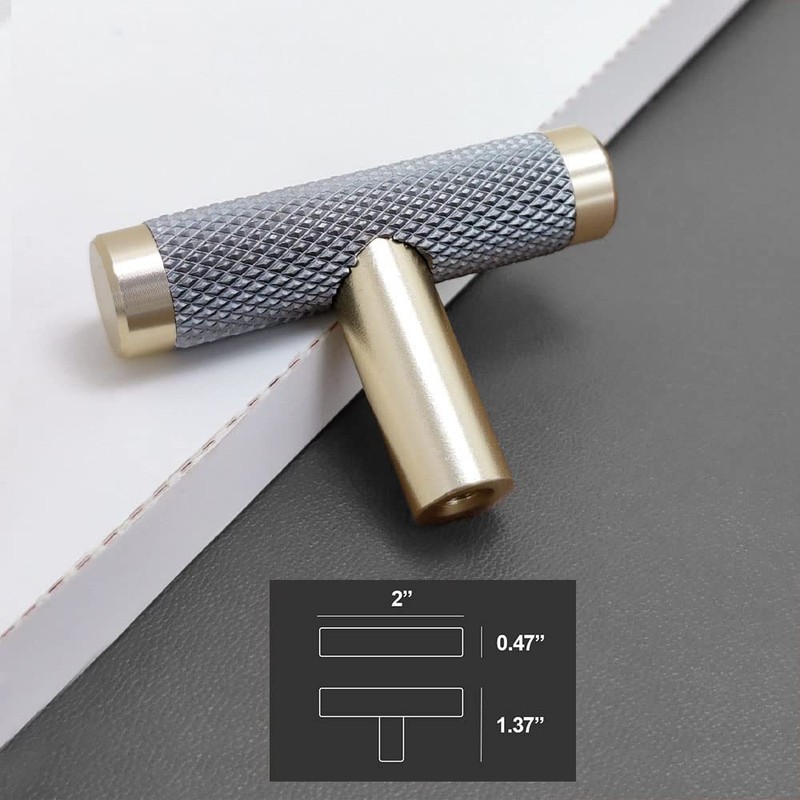 Guoharda 10 Pack 2 Inch Knurled Cabinet T Knob Cabinet