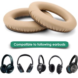 Replacement Earpads for Bose, WADEO Earpad Cushion 2 Pieces Memory Foam Kit Ear Cover for Bose Quietcomfort 2, QC2, Quiet Comfort 15, QC15, QC25, AE2, AE2i, AE2w, Around Ear Headphone, Khaki