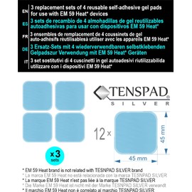 3 Replacement Sets (12 Pieces) Gel Pads Tenspad Silver Compatible with Beurer EM 59 Heat Devices