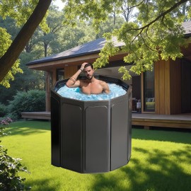 WJCCLYJC Athlete'S Collapsible Cold Plunge Tub-Portable Ice Bath, Durable 7-Layer Fabric,Stable10-Sided Structurefor Home, Gym&Outdoor Use-Foldable Design With Quick Drainage-For Hot And Cold Therapy