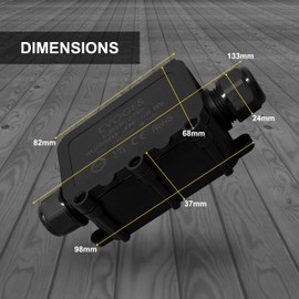 Evoges IP68 2-Way Waterproof Junction Box 0.5-6mm² 40A M20 with Terminal Block Black – Outdoor Lighting, Power Outlets & Electrical Installations