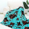 cow print Fleece Turquoise Blue Blanket Kids Teal Fuzzy Throw