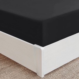 Mellanni Fitted Sheet 160 x 200 cm Box Spring Bed - Microfibre Fitted Sheet - Flat Sheet up to 40 cm Mattress Height - Soft, Wrinkle-Free, Elastic All Around - (160 x 200 cm, Black)