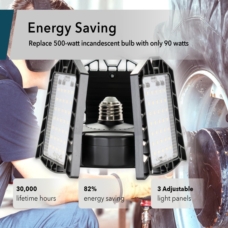 High-Lumen LED Bulbs, Energy Efficient, Easy to Install, Garage, Workshop,