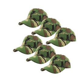 Gelante Plain Blank Baseball Caps Adjustable Back Strap Wholesale Lot 6 Pack - 001-Camo-6Pcs