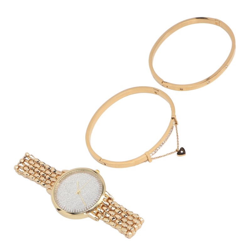 3pcs Women Watch Bracelet Set Gillter Elegant Hypoallergenic Waterproof Quartz