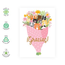 Central 23 de agradecimiento para amigos - Ramo de gatitos - Tarjetas de felicitación con flores - Tarjetas de agradecimiento con sobre - Regalos de agradecimiento para hombres y mujeres